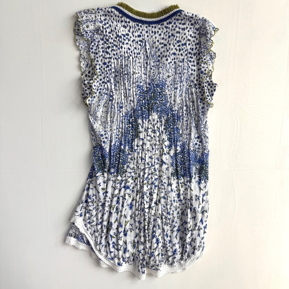 Poupette St Barth Sasha Green White Fish Batik Rombo Dress Medium Coastal Chic - Picture 11 of 13